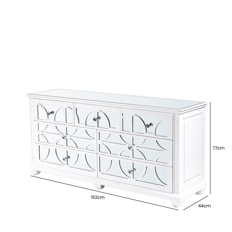 Torino White Wood 7 Drawer Chest