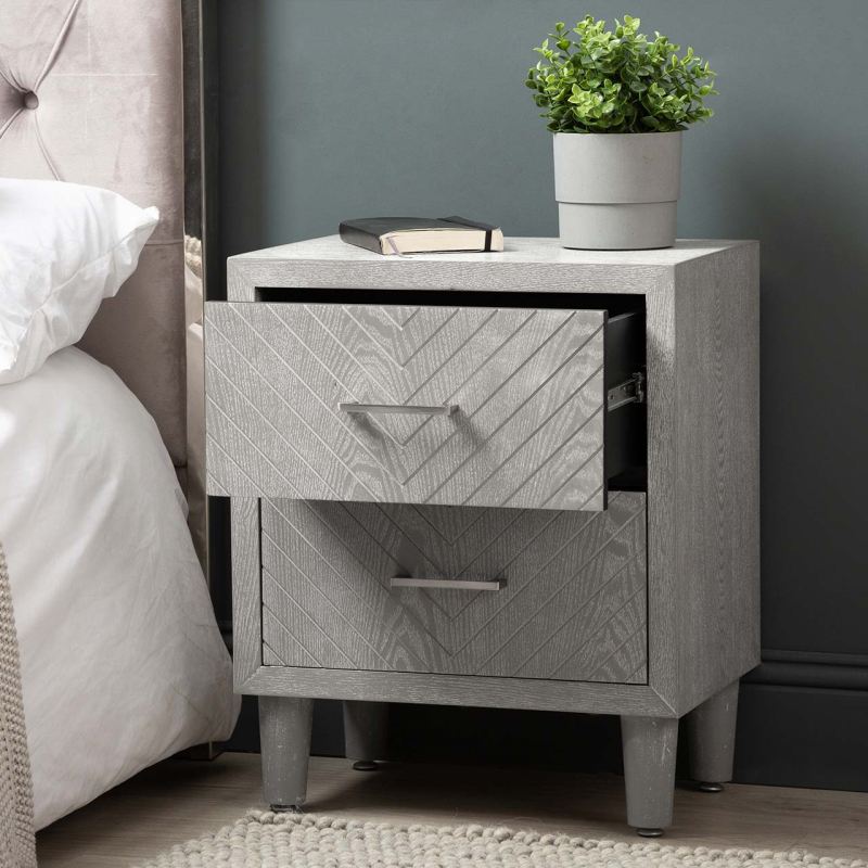 Venus 2 Drawer Bedside Cabinet Grey