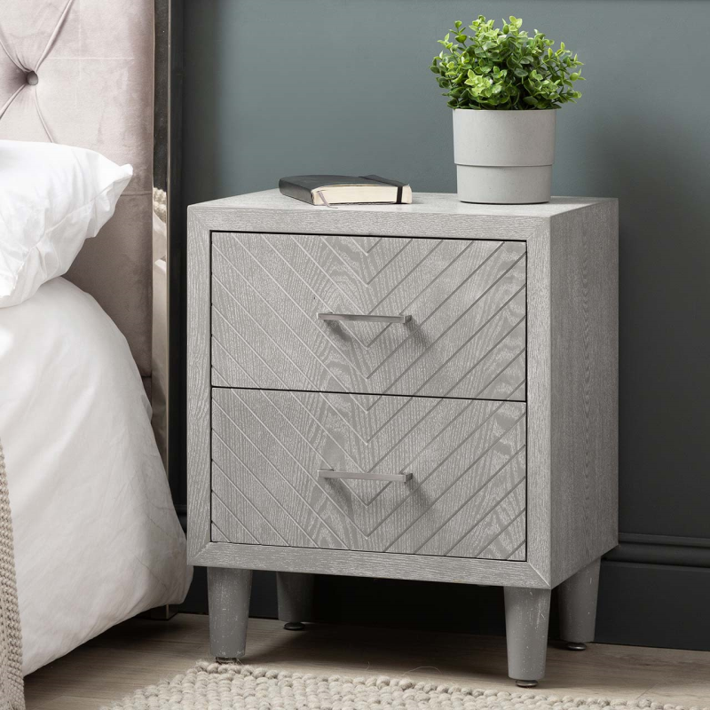 Venus 2 Drawer Bedside Cabinet Grey