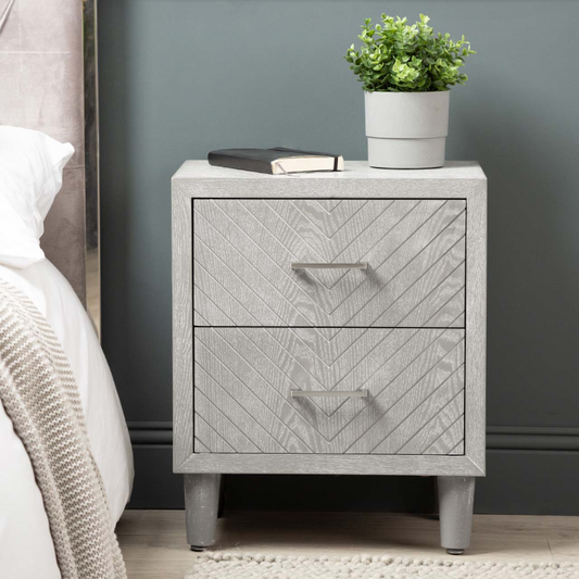 Venus 2 Drawer Bedside Cabinet Grey