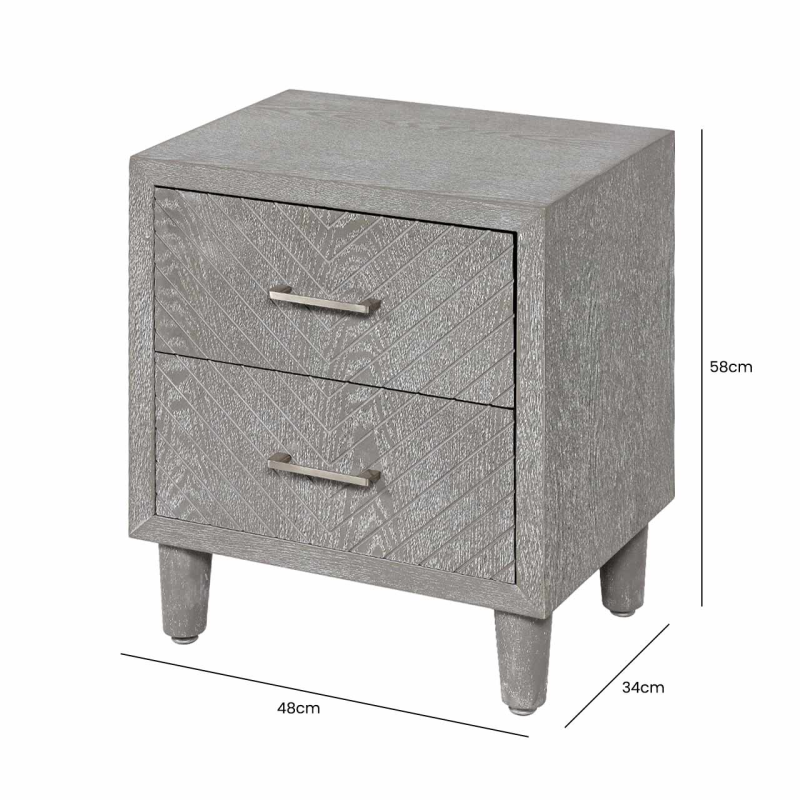 Venus 2 Drawer Bedside Cabinet Grey