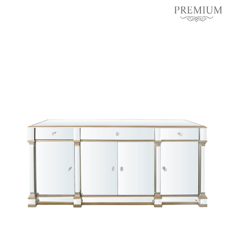 Apollo Champagne Mirrored 4 Door 3 Drawer Sideboard