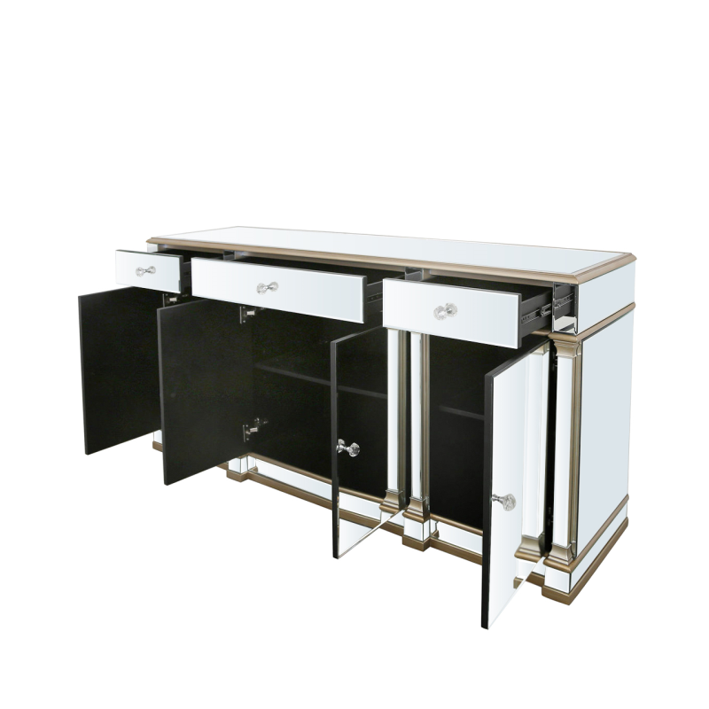 Apollo Champagne Mirrored 4 Door 3 Drawer Sideboard