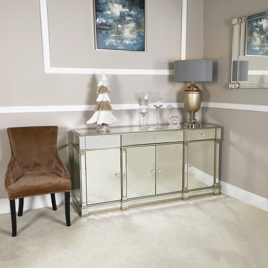 Apollo Champagne Mirrored 4 Door 3 Drawer Sideboard