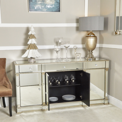 Apollo Champagne Mirrored 4 Door 3 Drawer Sideboard