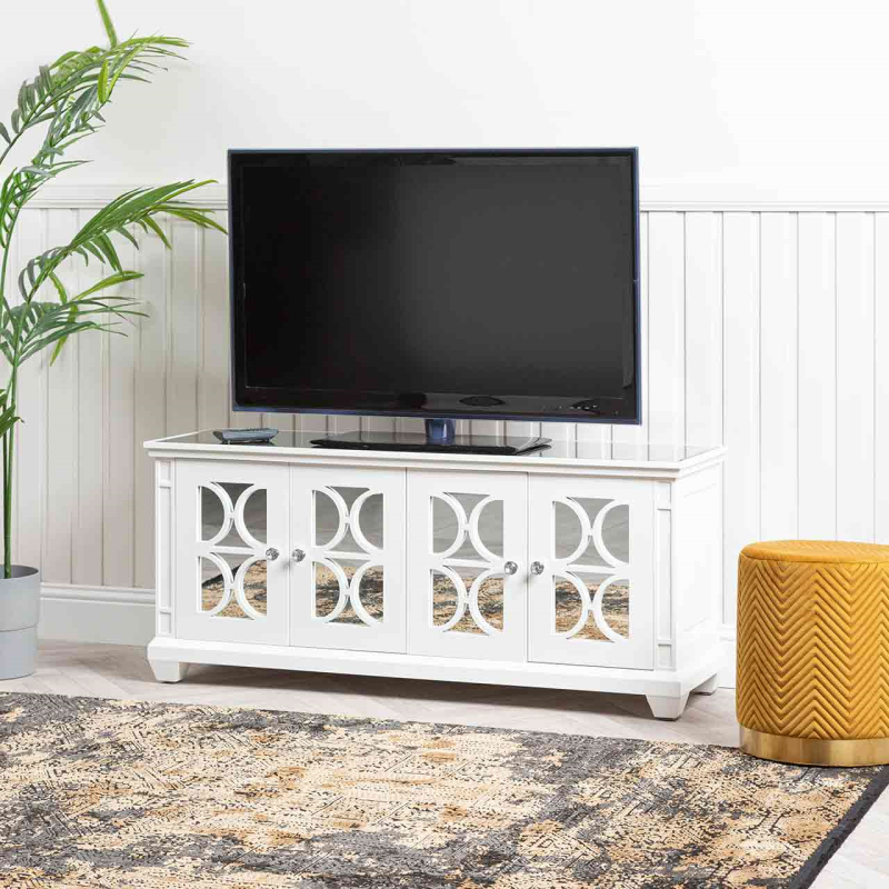 Torino White Wood 4 Door Entertainment Unit