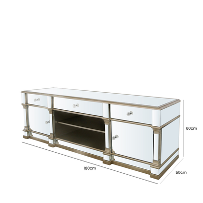 Apollo Champagne Mirrored 2 Door 3 Drawer TV Entertainment Unit