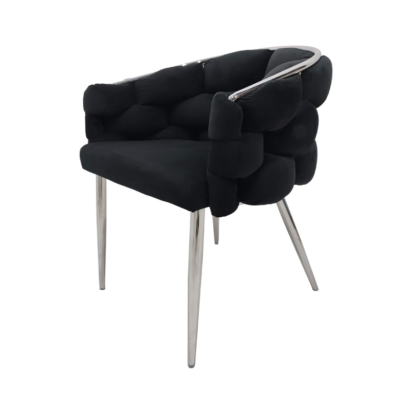 Margaux Black Velvet with Chrome Legs Dining Chair