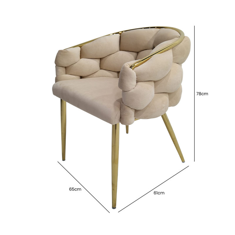 Margaux Cream Velvet with Gold Legs Dining Chair