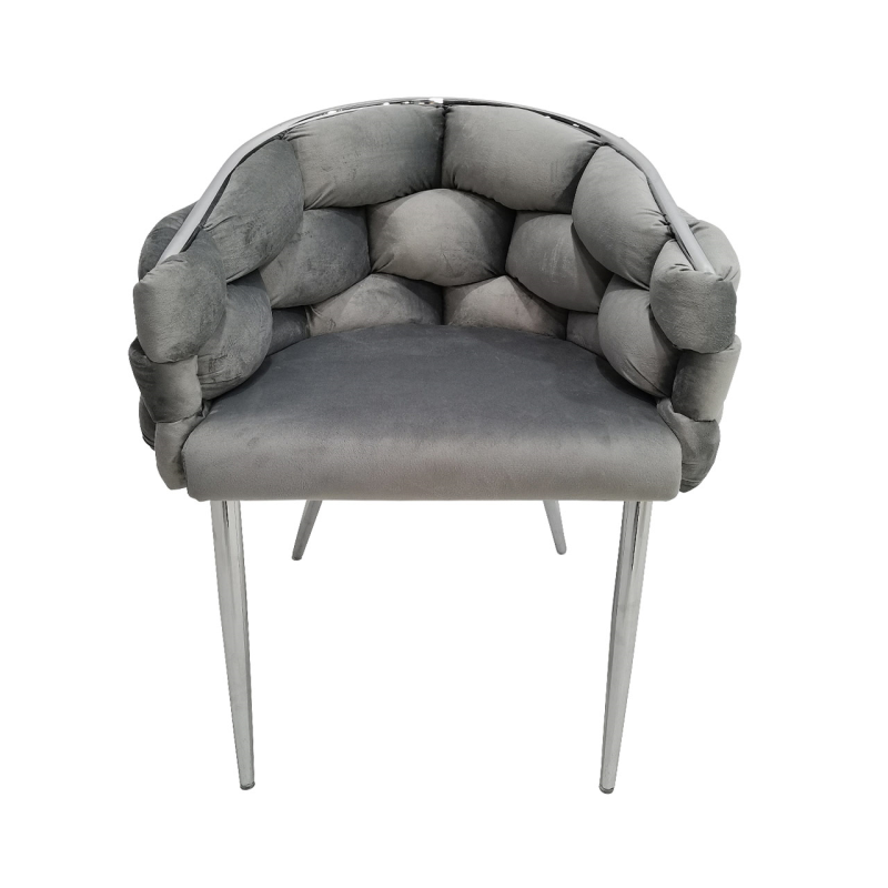 Margaux Grey Velvet with Chrome Legs Dining Chair