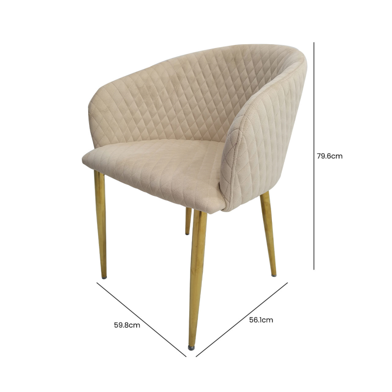 Cade Cream Velvet with Gold Legs Dining Chair