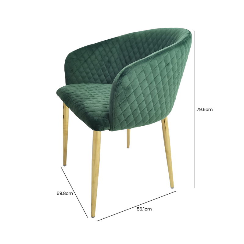 Cade Green Velvet with Gold Legs Dining Chair