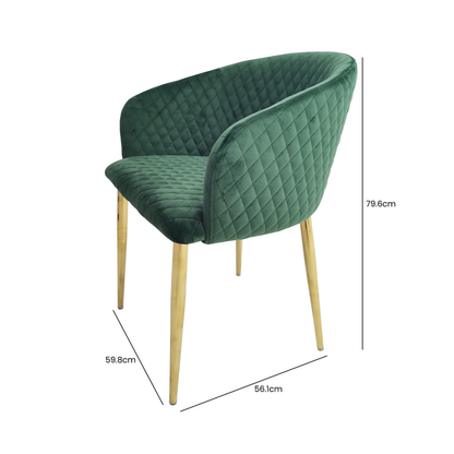 Cade Green Velvet with Gold Legs Dining Chair