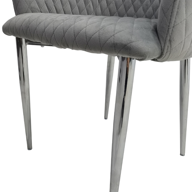 Cade Grey Velvet with Chrome Legs Dining Chair