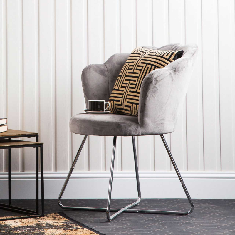 Ariel Grey Shell Back Dining Chair