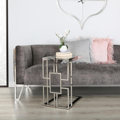 Geo C-Shaped Stainless Steel Sofa Table