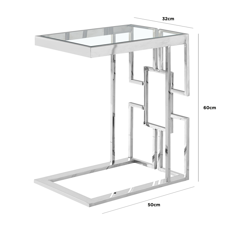 Geo C-Shaped Stainless Steel Sofa Table