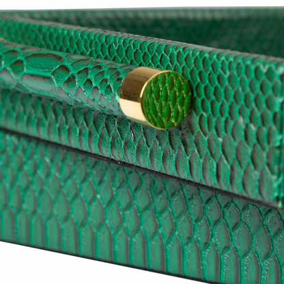 Set of 2 Faux Snake Leather Tray Green