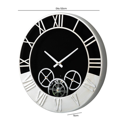 52cm Black and Silver Metal Gears Wall Clock