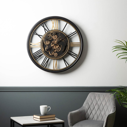 80cm Black and Gold Gear Wall Clock