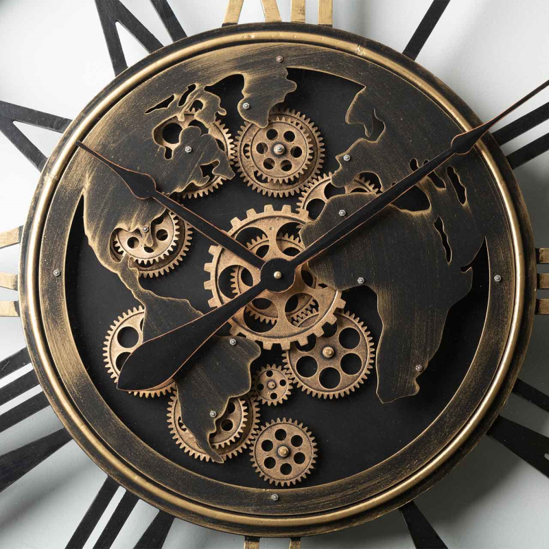 80cm Black and Gold Gear Wall Clock