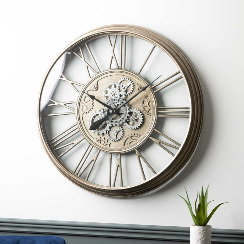 85cm Silver Gear Wall Clock