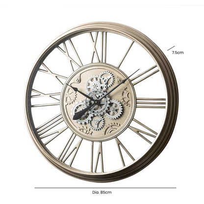 85cm Silver Gear Wall Clock