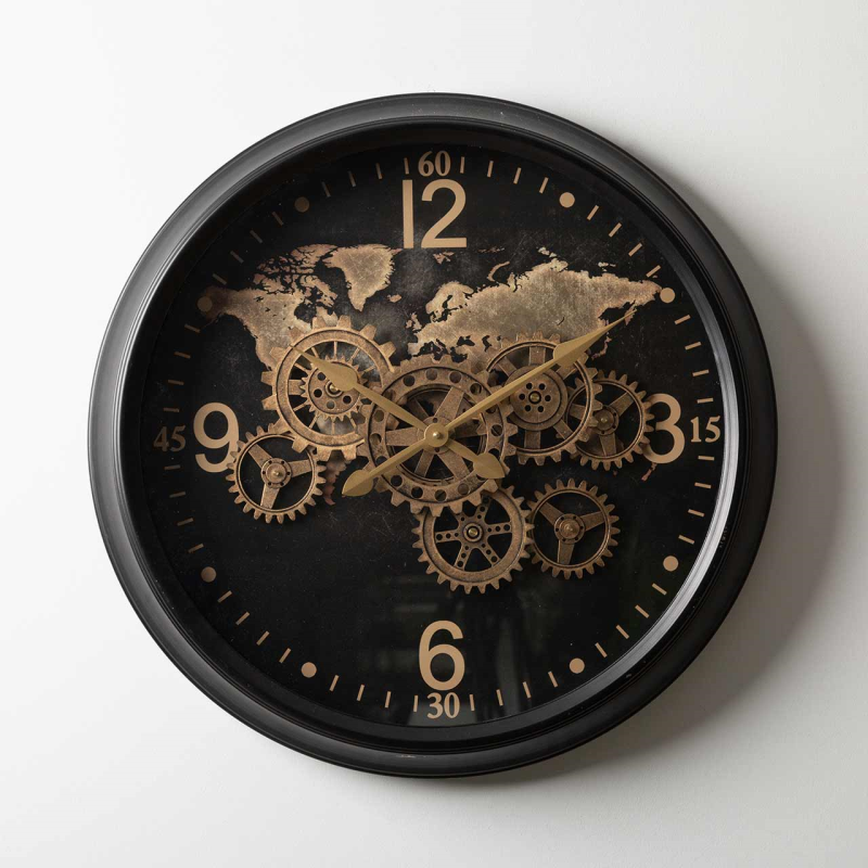 62cm Black and Gold Gear Wall Clock