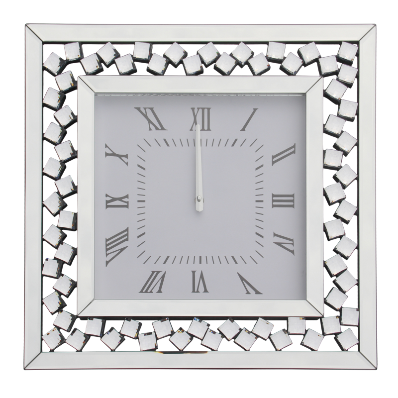 50cm Diamond Square Mirror Wall Clock