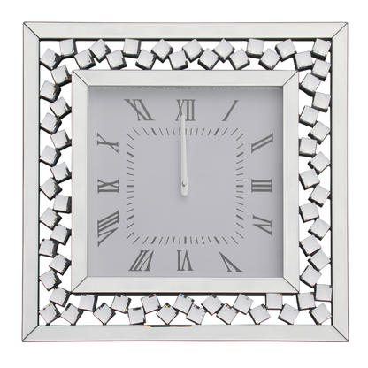 50cm Diamond Square Mirror Wall Clock