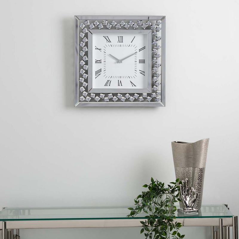 50cm Diamond Square Mirror Wall Clock