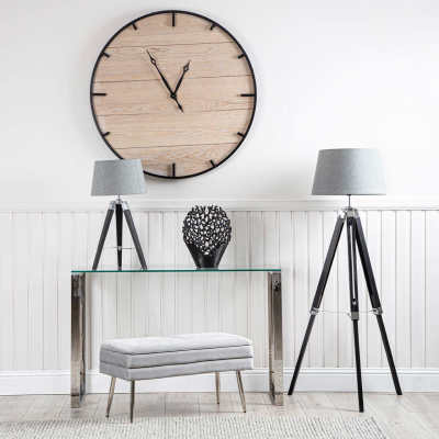 100cm Natural And Black Wall Clock