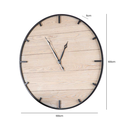 100cm Natural And Black Wall Clock