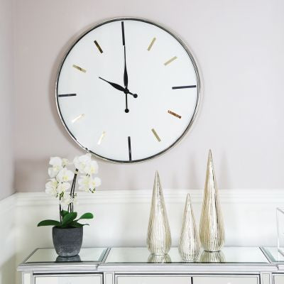 Large Round 75cm Chrome Wall Clock