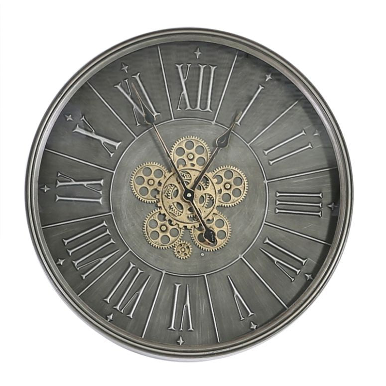 Round 60cm Dark Grey Gears Wall Clock