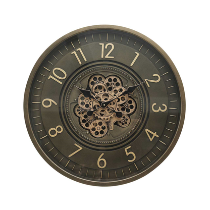 66cm Coffee Brown Gears Wall Clock