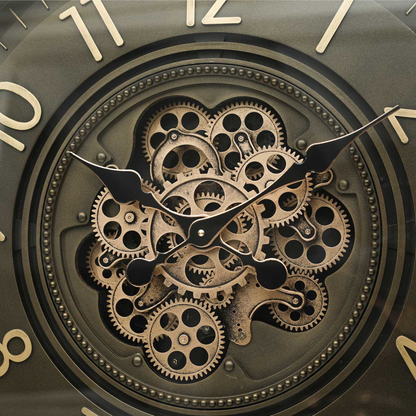 66cm Coffee Brown Gears Wall Clock