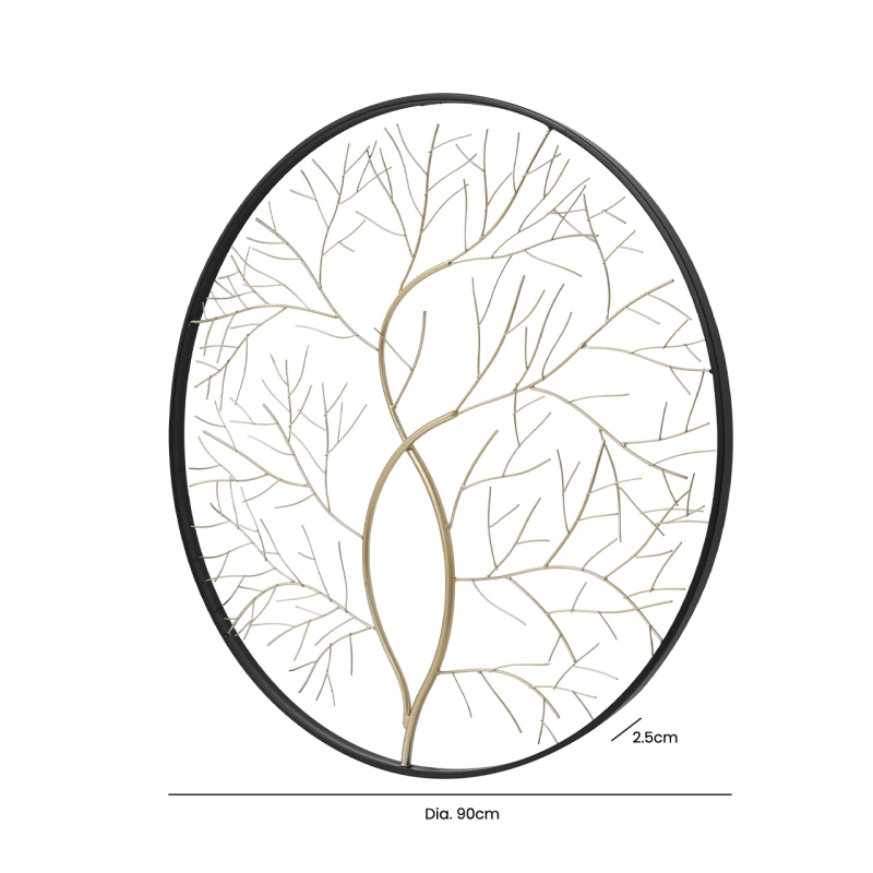 90cm Black and Gold Tree Wall Decoration