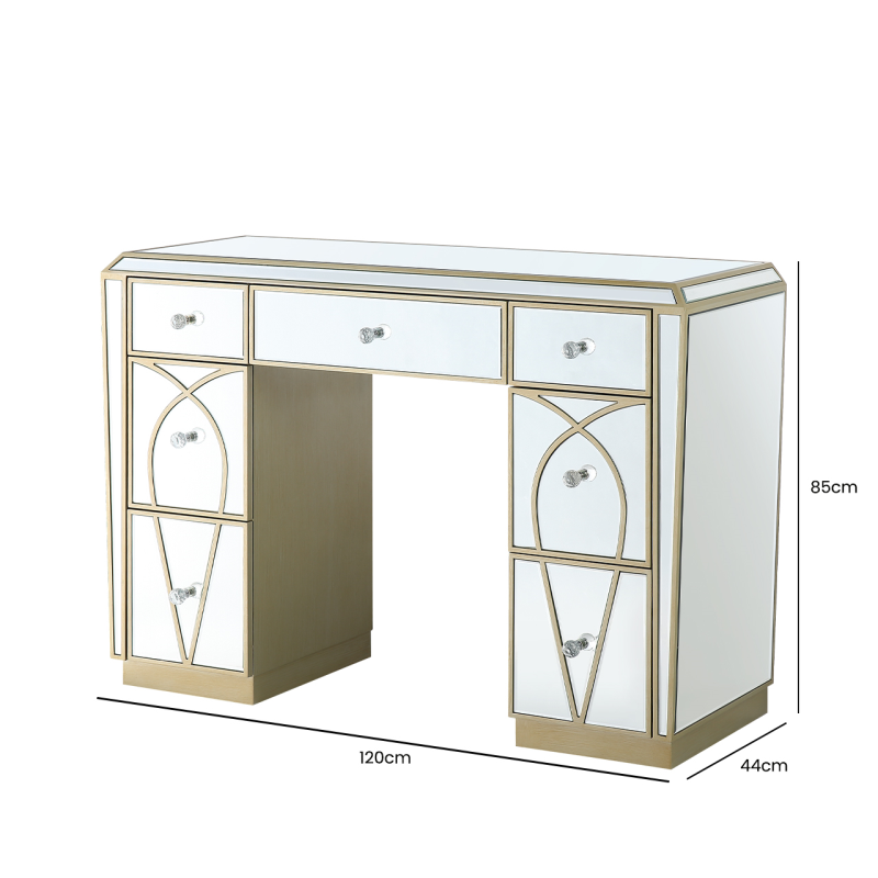 Pristina Mirror Champagne 7 Drawer Dressing Table