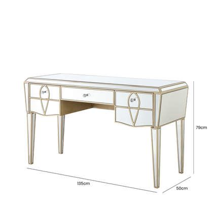 Pristina Mirror Champagne 3 Drawer Dressing Table