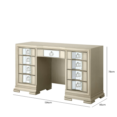 Lucca Mirror Champagne 9 Drawer Dressing Table