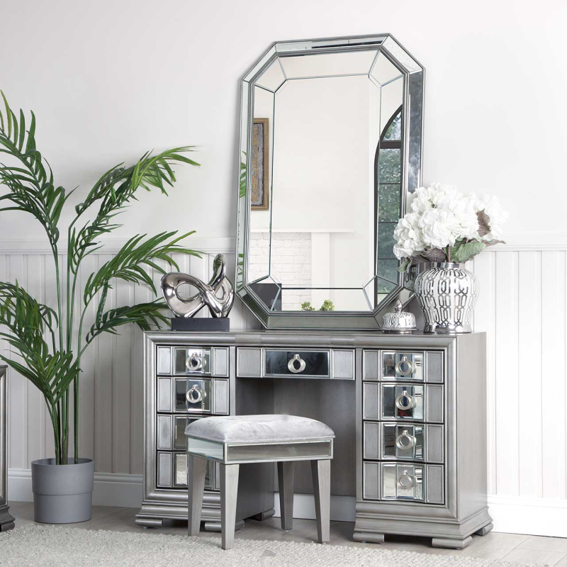 Lucca Mirror Grey 9 Drawer Dressing Table