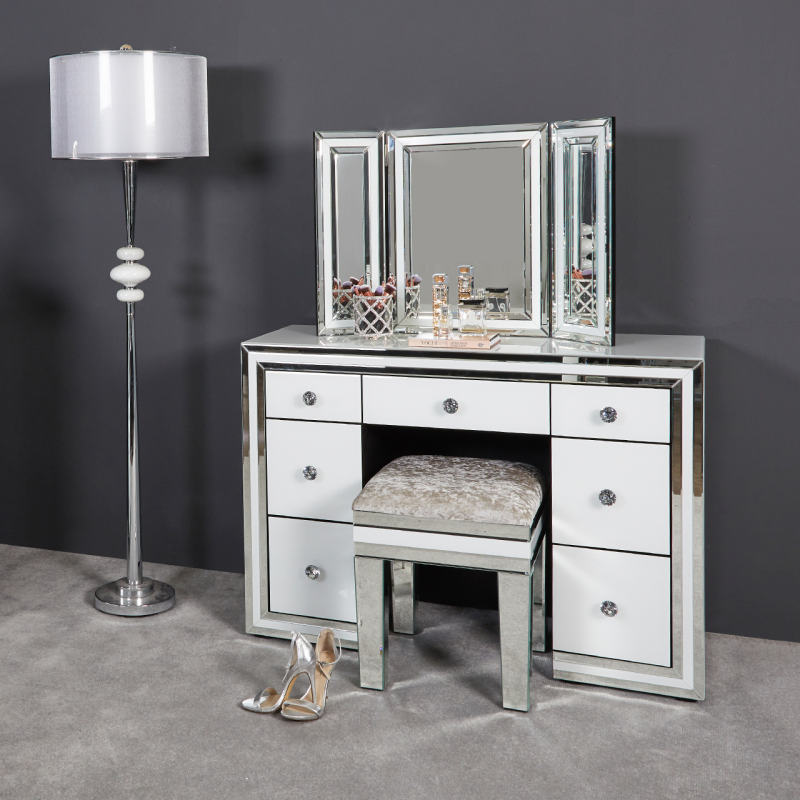 White Manhattan 7 Drawer Dressing Table