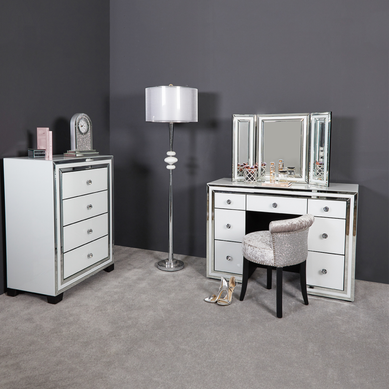 White Manhattan 7 Drawer Dressing Table