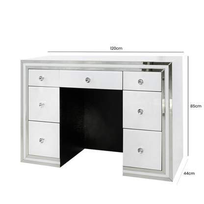 White Manhattan 7 Drawer Dressing Table