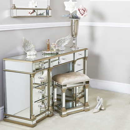 Apollo Champagne Mirrored 9 Drawer Dressing Table