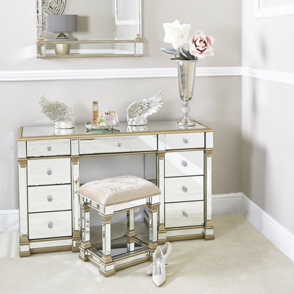 Apollo Champagne Mirrored 9 Drawer Dressing Table