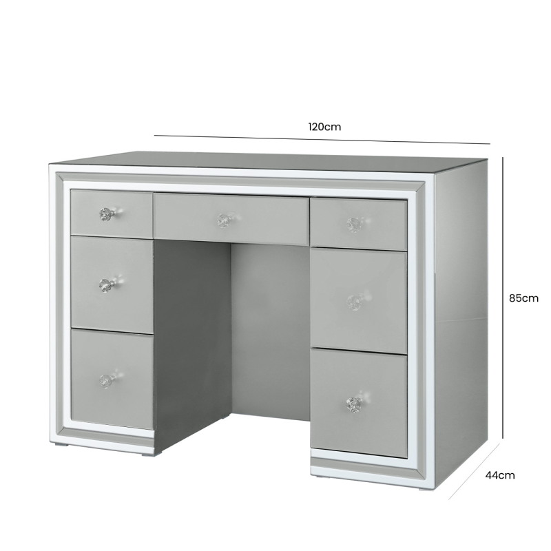 Grey Manhattan 7 Drawer Dressing Table