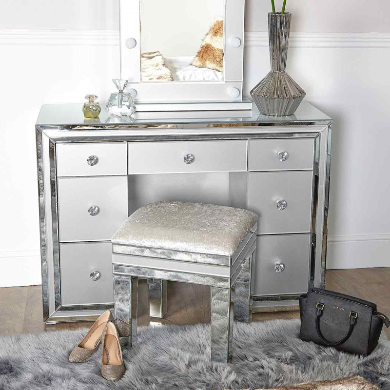 Grey Manhattan 7 Drawer Dressing Table