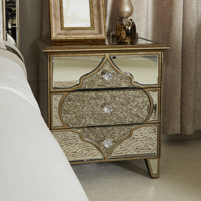 Marrakech Mirror 3 Drawer Bedside Cabinet